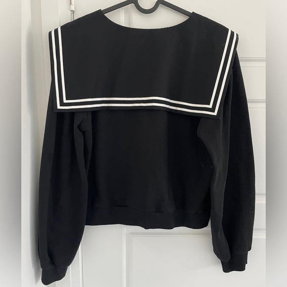 Zara collared navy blue sweatshirt in size M - Picture 2 of 3